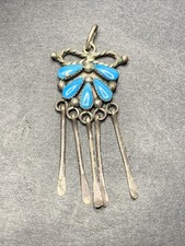 STERLING SILVER 925 Lot Necklace Pendant M24 Zuni Turquoise Needle Point Vintage