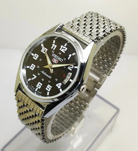 Refurbished Seiko Automatic Vintage Black Dial Day Date Men's Wrist Watch