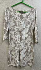 Express slimming Ecru White Snakeskin 3/4 Sleeve Dress Sz S