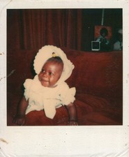 Old Vintage Photo COLOR POLAROID BLACK AFRICAN AMERICAN BABY INSTANT PHOTOGRAPH