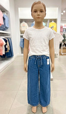 Old Navy Girls Blue Wide-Leg Denim Jeans Size M Elastic Waist Drawstring Pockets