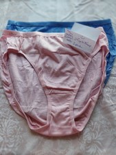 VTG PINK BABY BLUE HANES HER WAY HI LEG BIKINI BRIEF PANTIES COTTON 7/38" 2 PACK