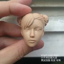 Unpainted 1/6 Little Girl Chunli Head Sculpt Fit 12'' Female Action Figure Body