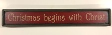 Rustic Wood Sign "Christmas begins with Christ" Home Decor 28x4.5"
