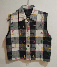 Life Style Vest Jacket Womens Medium Knit Button-Down W/Pockets