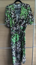 & Other Stories Size 8 Eur 36 Green Black Floral Wrap Dress Short Sleeves BF2