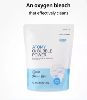 New Atomy O2 Bubble Power Powerful Enzymes Cleaner Laundry Whiten Brighten 42oz