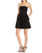 HALSTON HERITAGE Women's Strapless Silk Faille Dress Folded Drape Skirt 0 $395