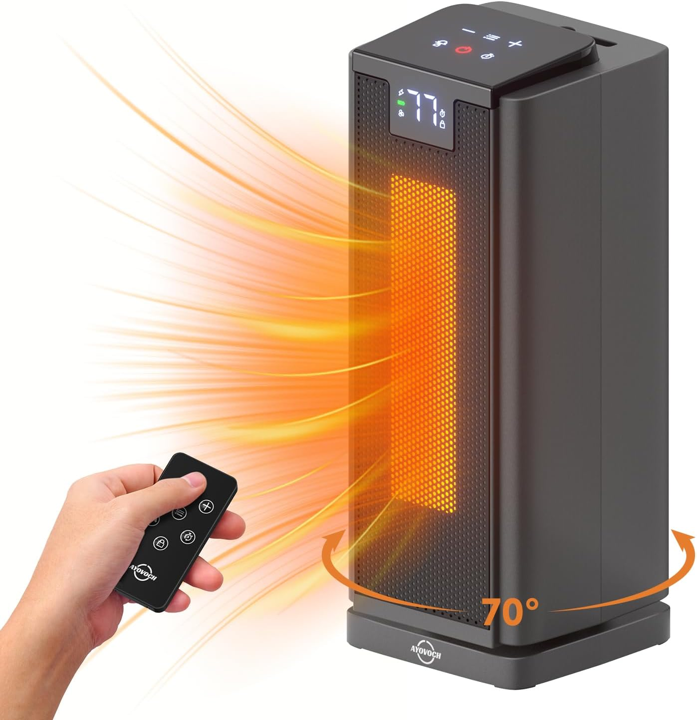 Space Heater Indoor with Remote, 1500W PTC Electric Heaters with Thermostat, 70°-image