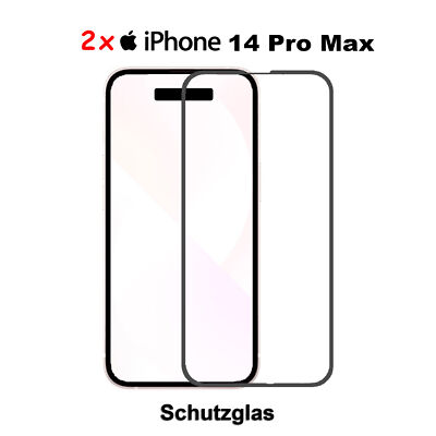 2x iPhone 14 Pro Max 3D Full Screen Cover Panzerfolie Display Schutzglas Glas 9H