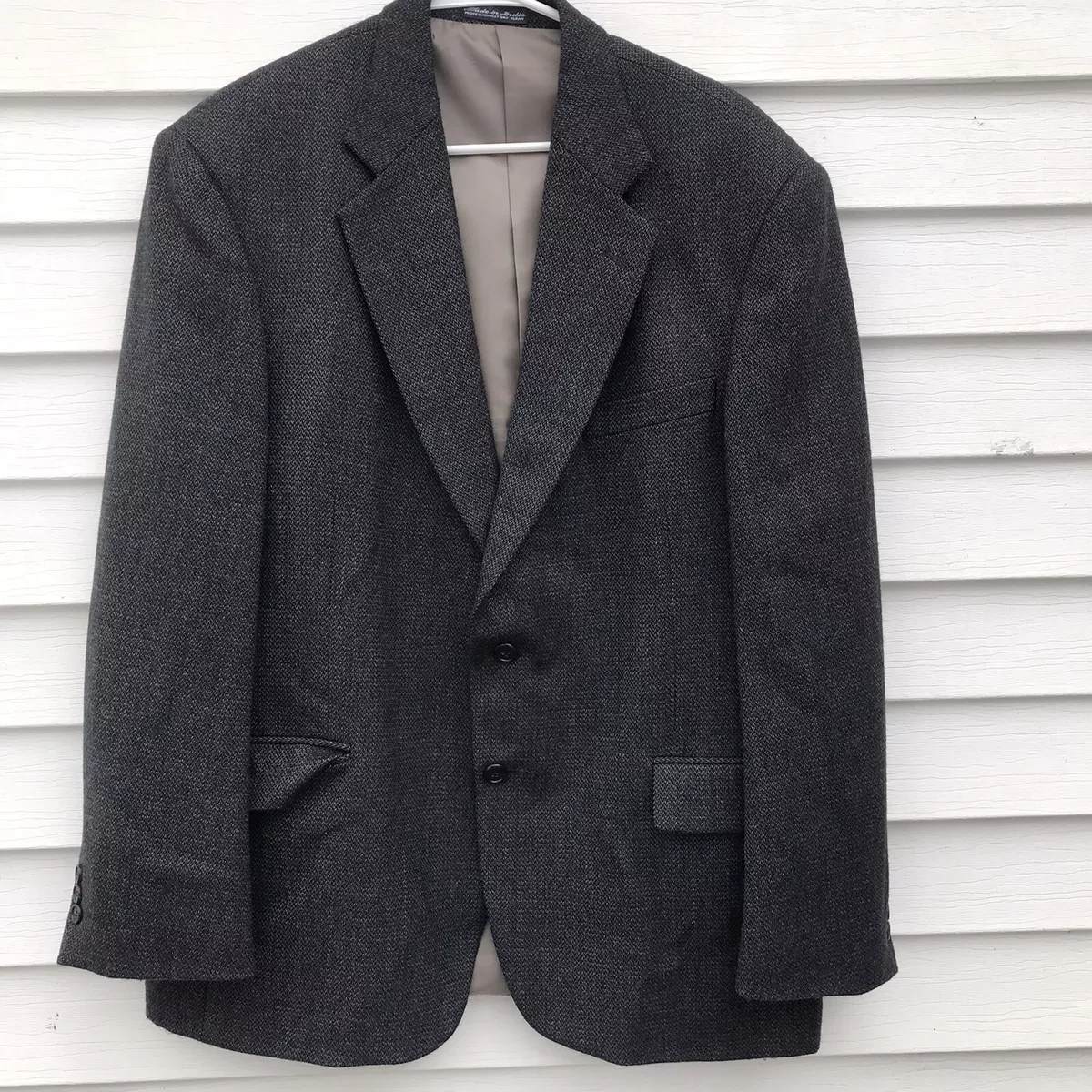 44R Croft Barrow Mens 2 Button Pure Wool Blazer Sport Coat Blue