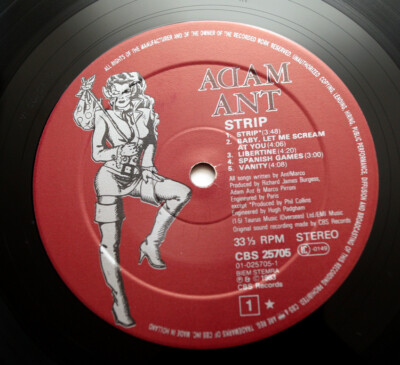 ADAM ANT Strip pop rock dutch 1983 CBS 25705 vinyl LP | eBay