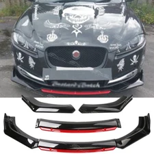 For Jaguar XF Sedan Gloss Black Red Front Bumper Spoiler Lip Splitter Body Kit