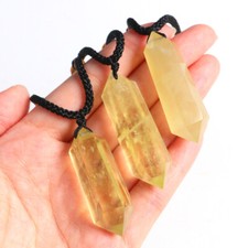 Natural Citrine Quartz Crystal Pendant Chakra Gemstone Necklace Healing