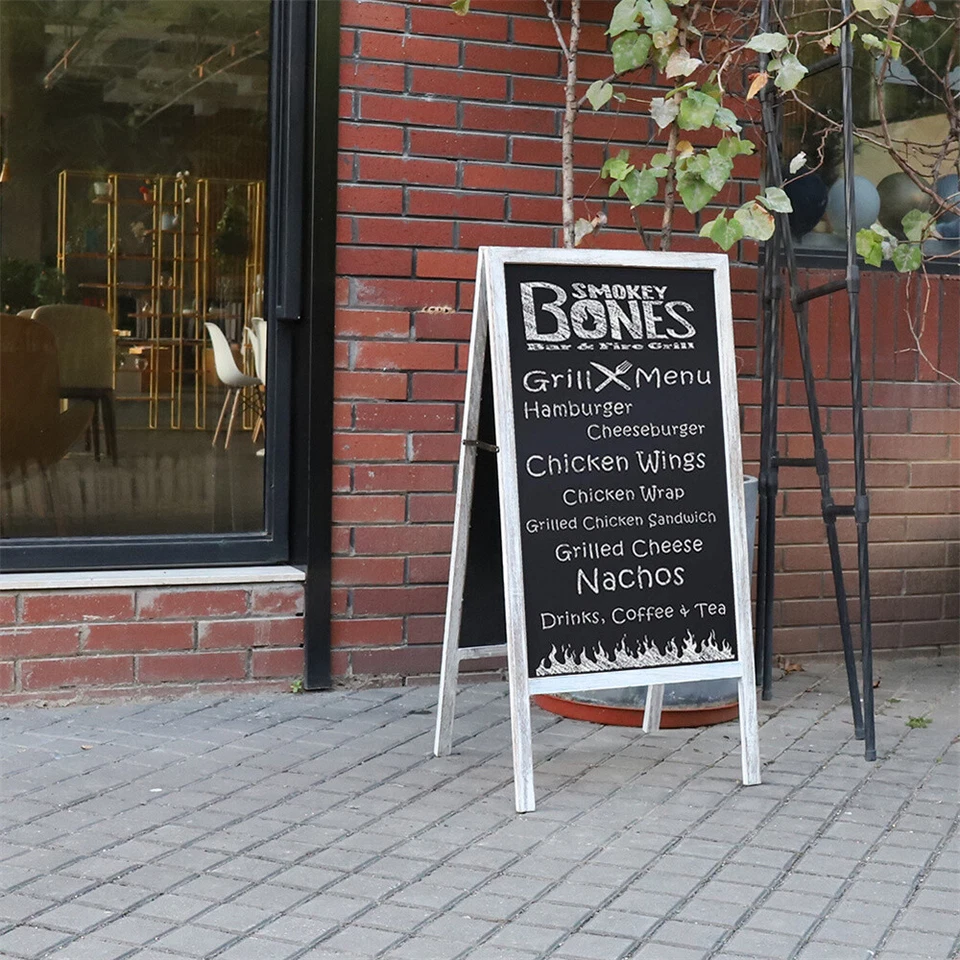 Heavy Duty Outdoor A Frame Sandwich Board Sidewalk Chalkboard Memo Sign Magnetic - Image 2 of 4