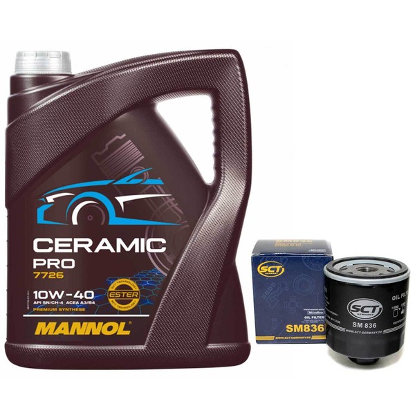 MotoröL Set 10W-40 Mannol 5 Liter + ÖLfilter SM 836 FüR Audi A1 A3 200 Seat VW-image