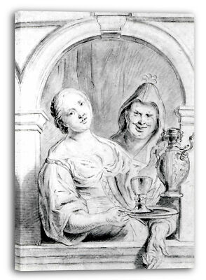 Kunstdruck Kopie nach Jacob Jordaens - Die junge Frau und der Spaßvogel