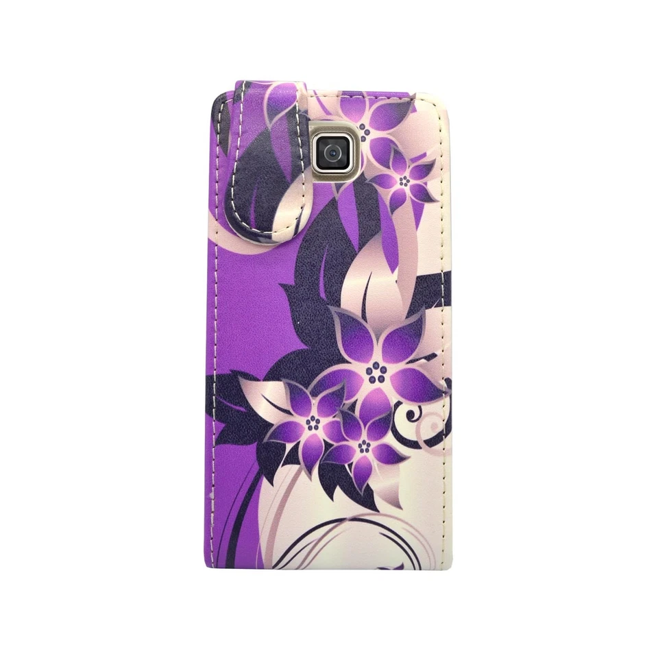 FUNDA PARA SAMSUNG GALAXY ALPHA PÚRPURA CREMA FLOR ABATIBLE PU CUERO FUNDA Foto 3 de 4