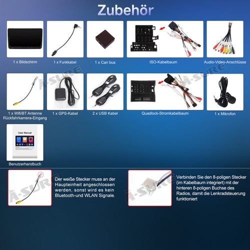 4+64GB Android Autoradio CarPlay Für VW Golf 5 6 Tiguan Touran Caddy Jetta Polo - Bild 15 von 15