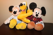 Disney Mickey Mouse and Pluto plush lot of 3 clean