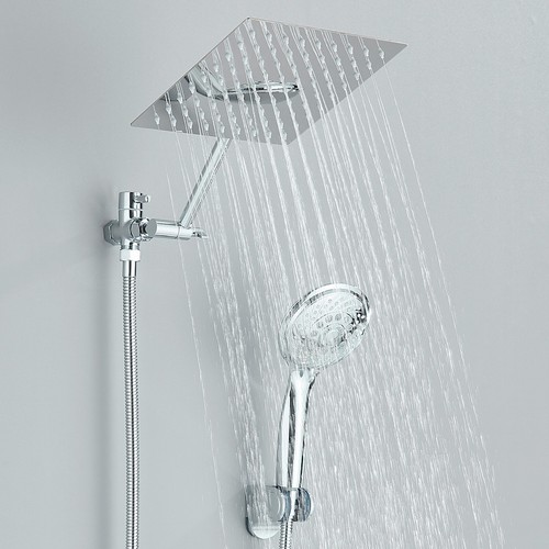 8inch Rain Square Shower Head with Handheld Spray Combo High Pressure Adjustable - Picture 3 of 16