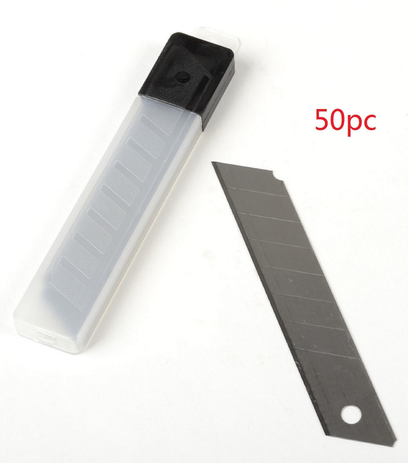 50pc Snap-Off 18mm Cutter Utility Razor Replacement Blades Refill Blade Case
