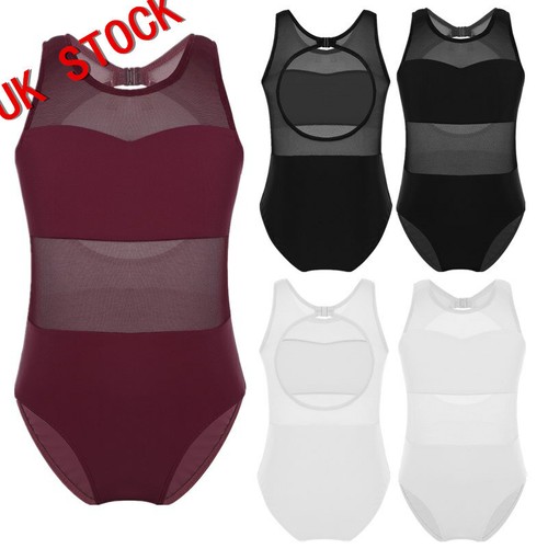 UK Girls Dance Leotard Basic Ballet Bodysuit Romper Gymnastics Skating Jumpsuit - Picture 2 of 21