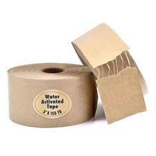 Water Activated Tape Brown Reinforced Kraft Paper Carton Sealing Gummed Tape