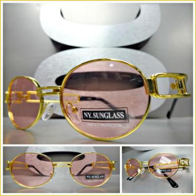 Classic Elegant Modern Retro Trendy SUNGLASSES Oval Gold  display picture 2
