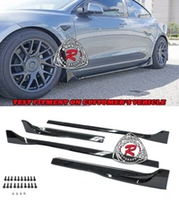 Fits 24-26 Tesla Model 3 F-Style Side Skirts (ABS) [Gloss Black]