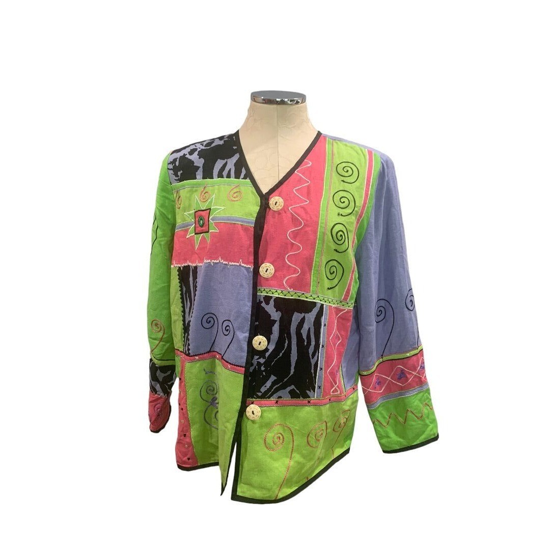 Small Petite Women's Oversize Patchwork Artsy Jac… - image 1