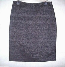 Nine West Skirt Sz 6 Pencil Black Silver Dress Casual Boucle Velvety S