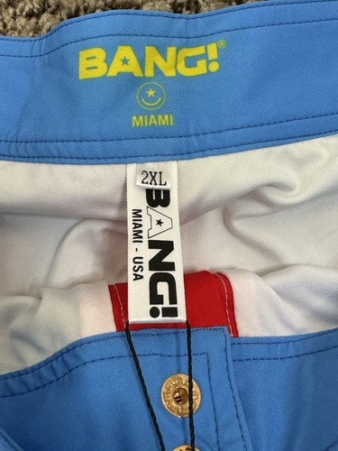 Bang! Beach Shorts Mens XXL Pop Love Colorful Swim Trunks Loud Goudy Bright - Picture 4 of 8