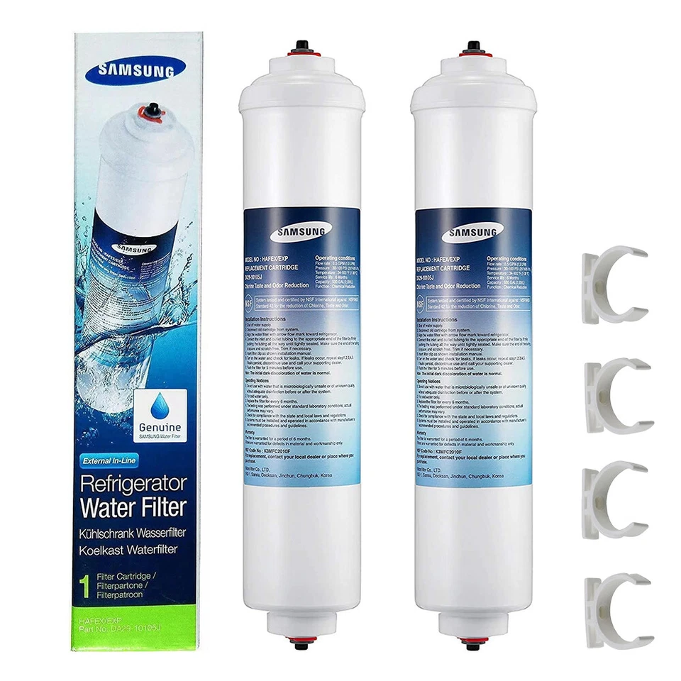 2x Genuine Samsung Aqua Pure Fridge Water Filter Cartridge DA29-10105J HAFEX/EXP