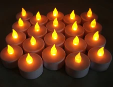 Qty 20 Battery Operated, Flickering AMBER LED Tealights Tea Lights Flameless