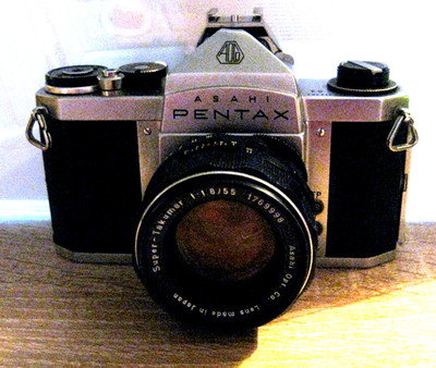 PENTAX S3 Silver SLR camera with  Smc Takumar 55mm f1.8 vintage