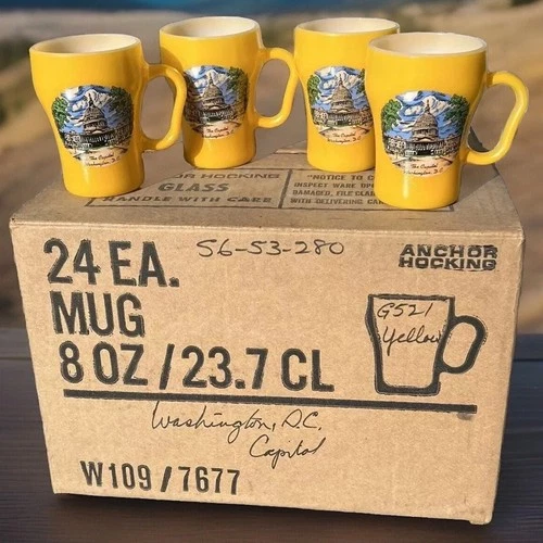 ✨(24) NOS FIRE KING Anchor Hocking Soda Fountain Mugs DC Mug Cup VTG MCM 60s✨