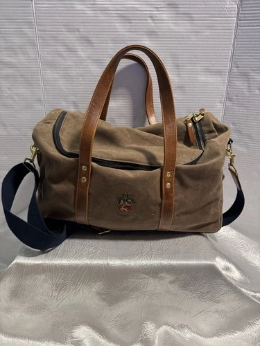 Hudson Sutler Heritage Waxed Canvas Duffel Bag Brown Leather Made in USA - product listing photo