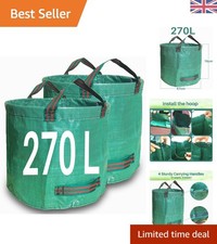 270L Eco-Friendly Garden Waste Bags with 4 Handles for Easy Transport - 2 Pack