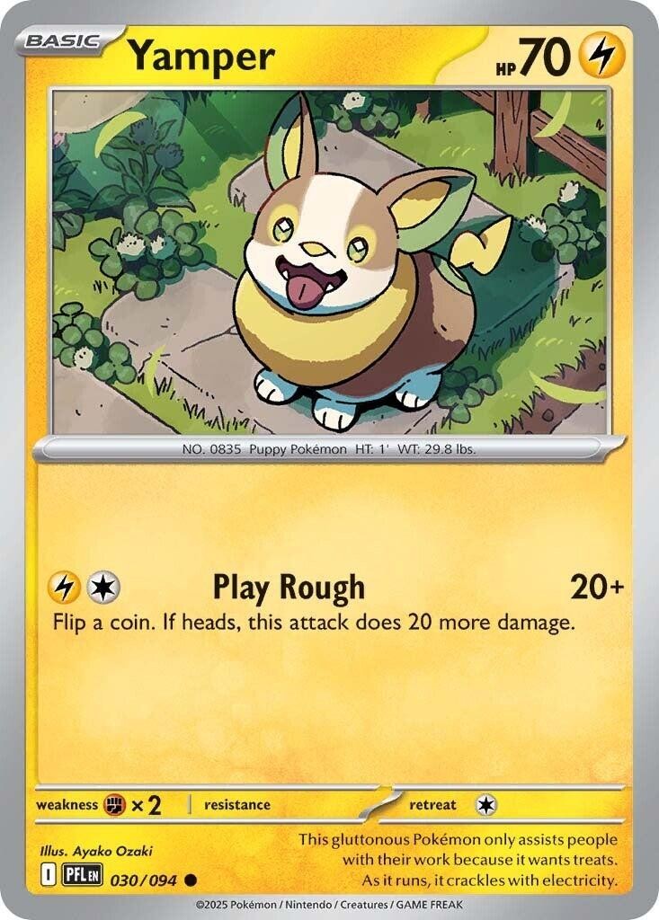 Yamper - 030/094 PFL 030/094 Pokémon ME02: Phantasmal Flames Common Reverse H...