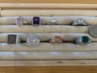 VINTAGE LOT 8 SIGNED 925 STERLING SILVER CZ GEMSTONE RINGS COCKTAIL W/VERMEIL