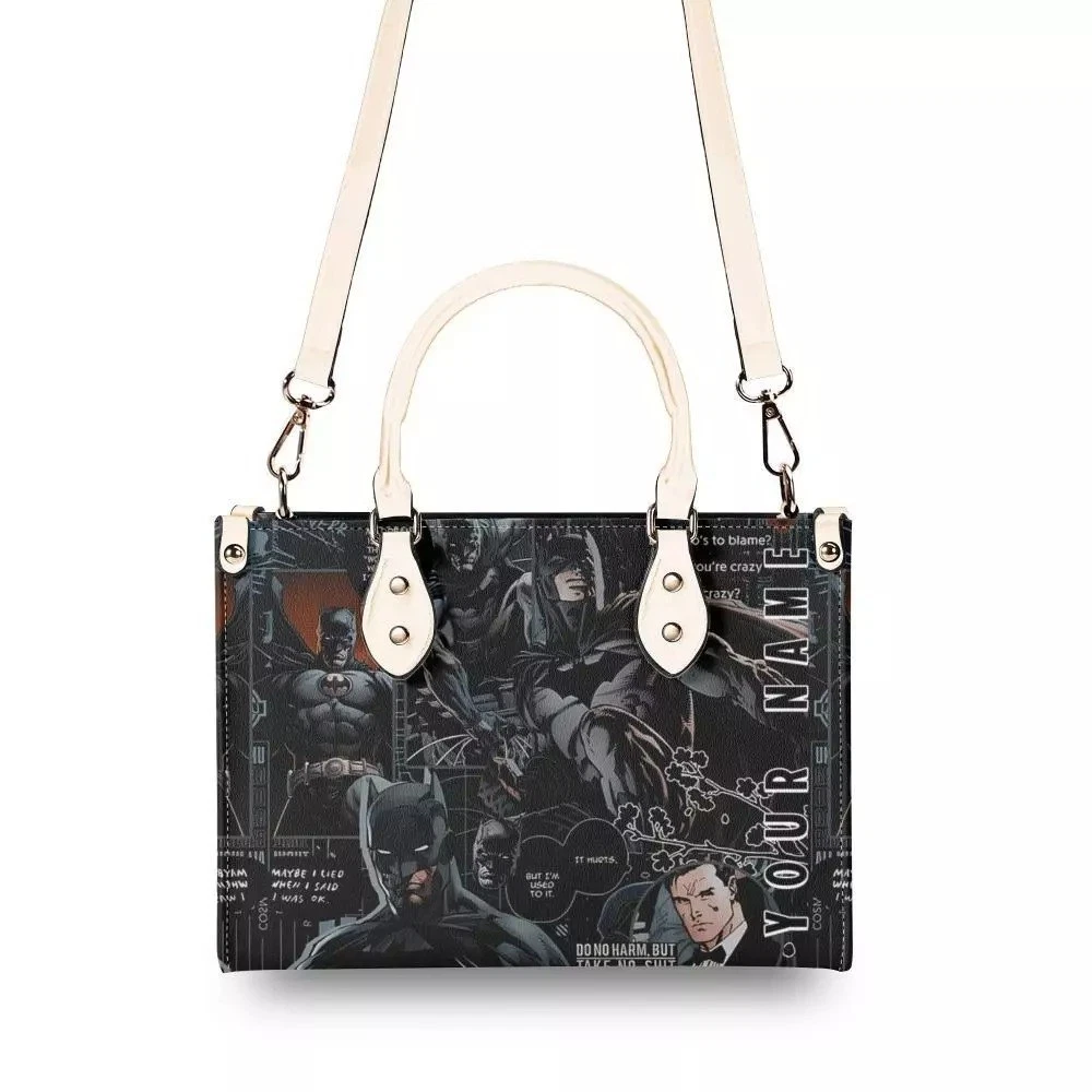 Personalized Batman Superhero Leather Handbag, Batman Lovers Shoulder Bag Gift