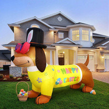 5.3 Ft Easter Inflatables Outdoor Decorations Easter Dachshund Dog Inflatable Bl