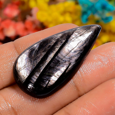 Natural Hypersthene Pear Shape Cabochon Loose Gemstone 32 Ct. 34X17X4 mm
