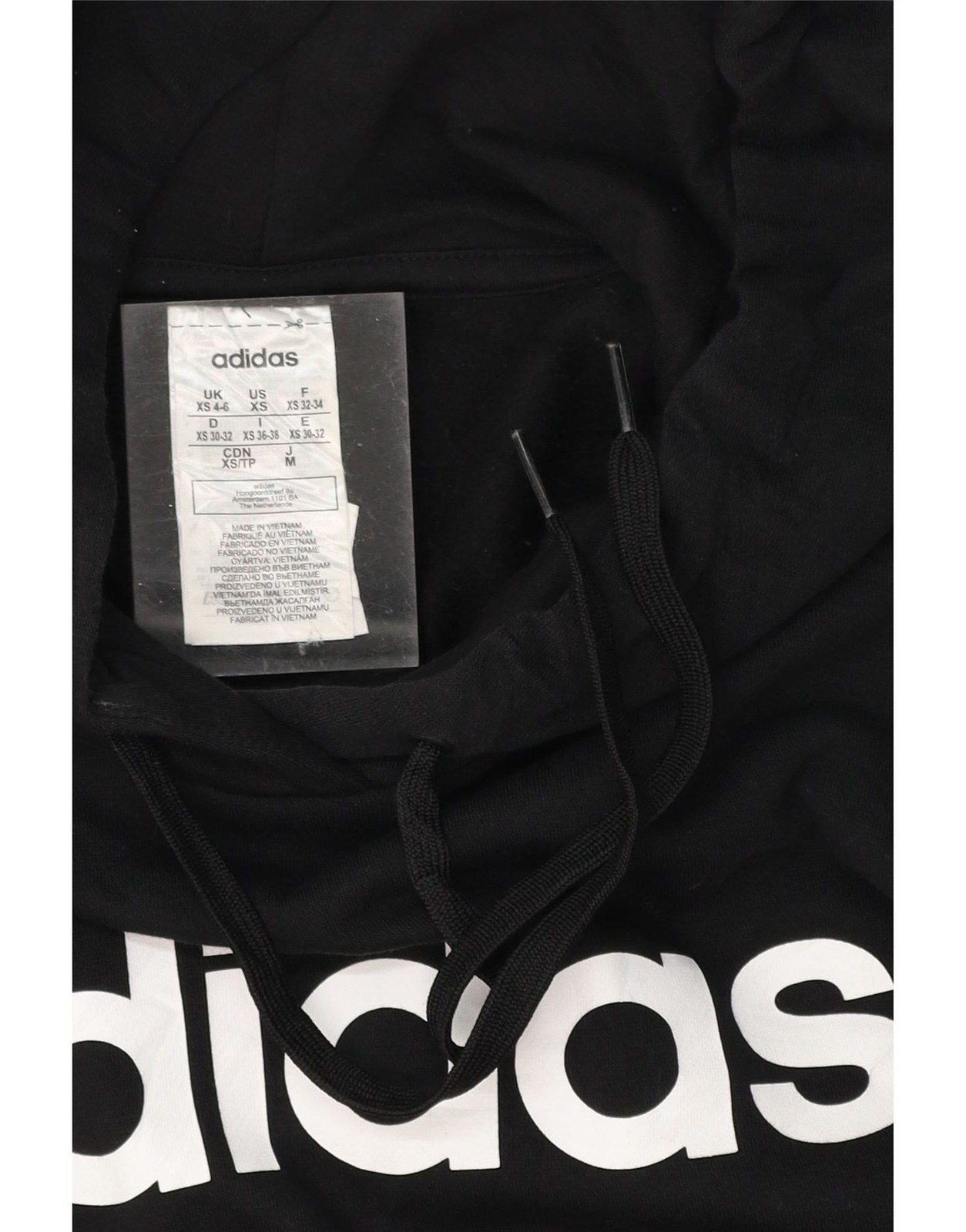 ADIDAS Womens Graphic Hoodie Jumper UK 4/6 XS Black Cotton DT42 thumbnail 3