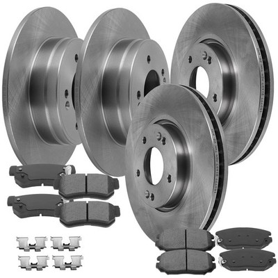Brake Pads And Rotors Discs Solid Kit For 2005 - 2008 Hyundai Sonata Front Rear