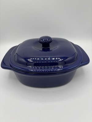 Chantal 1 Qt Stoneware Covered Baking Dish Casserole Cobalt Blue Handcrafted EUC