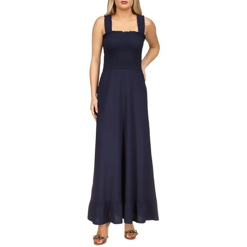 MICHAEL Michael Kors Womens Navy Smocked Crinkle Stretch Maxi Dress S BHFO 7608