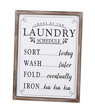 Loads of Fun Laundry Schedule Sign for Laundry Room Decor and White Schedule 