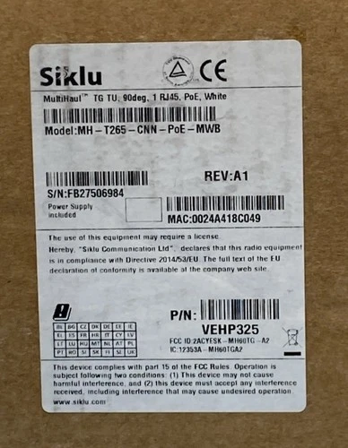 Siklu Multihaul TG Node 90° (MH-T265-CNN-POE-MWB)